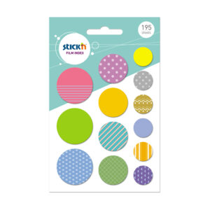 Stick&apos;n Самозалепващи индекси Кръгове, асорти, 195 броя