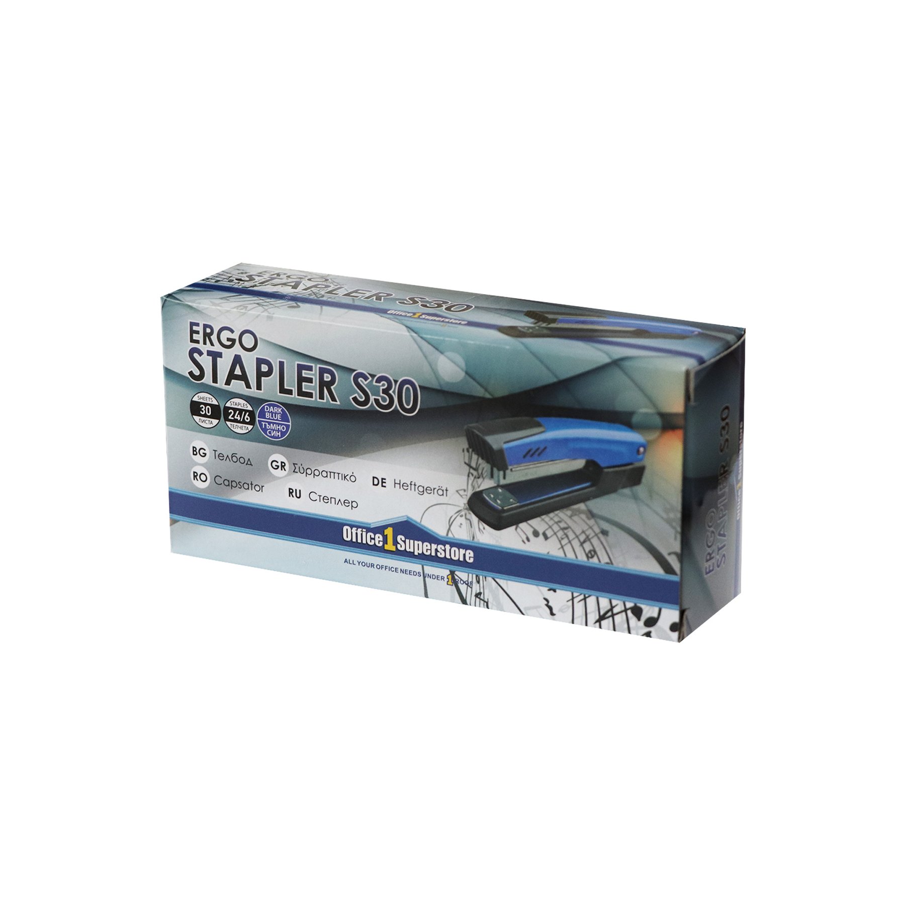 Office 1 Телбод Ergo S30, 24/6, за 30 листа, тъмносин - Image 3