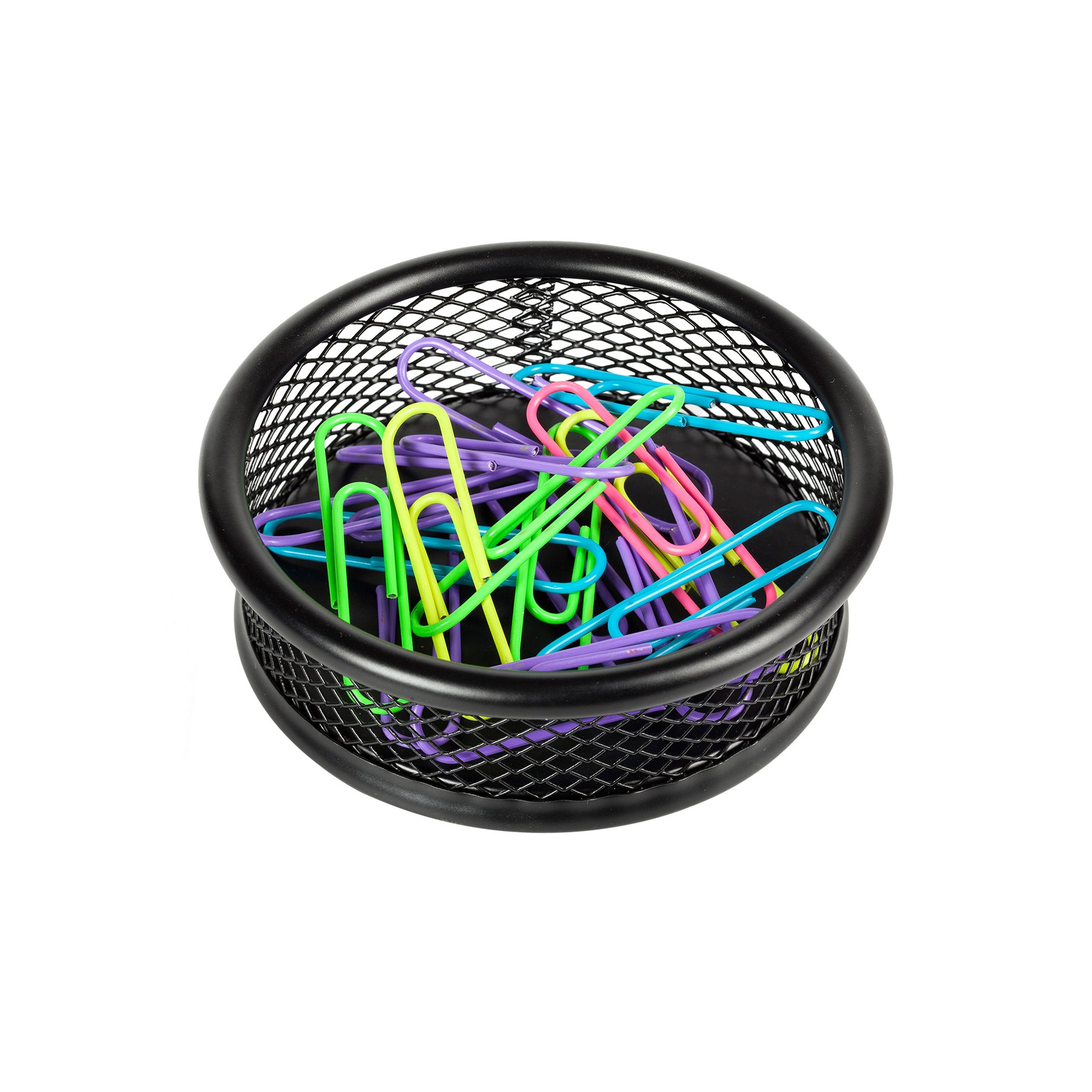 Office 1 Поставка за кламери, кръгла, мрежеста, метална, черна - Image 2