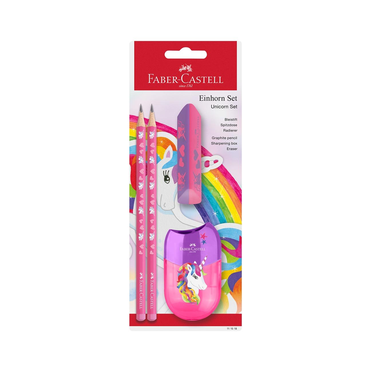 Faber-Castell Молив Еднорог, 2 броя, с гума и острилка