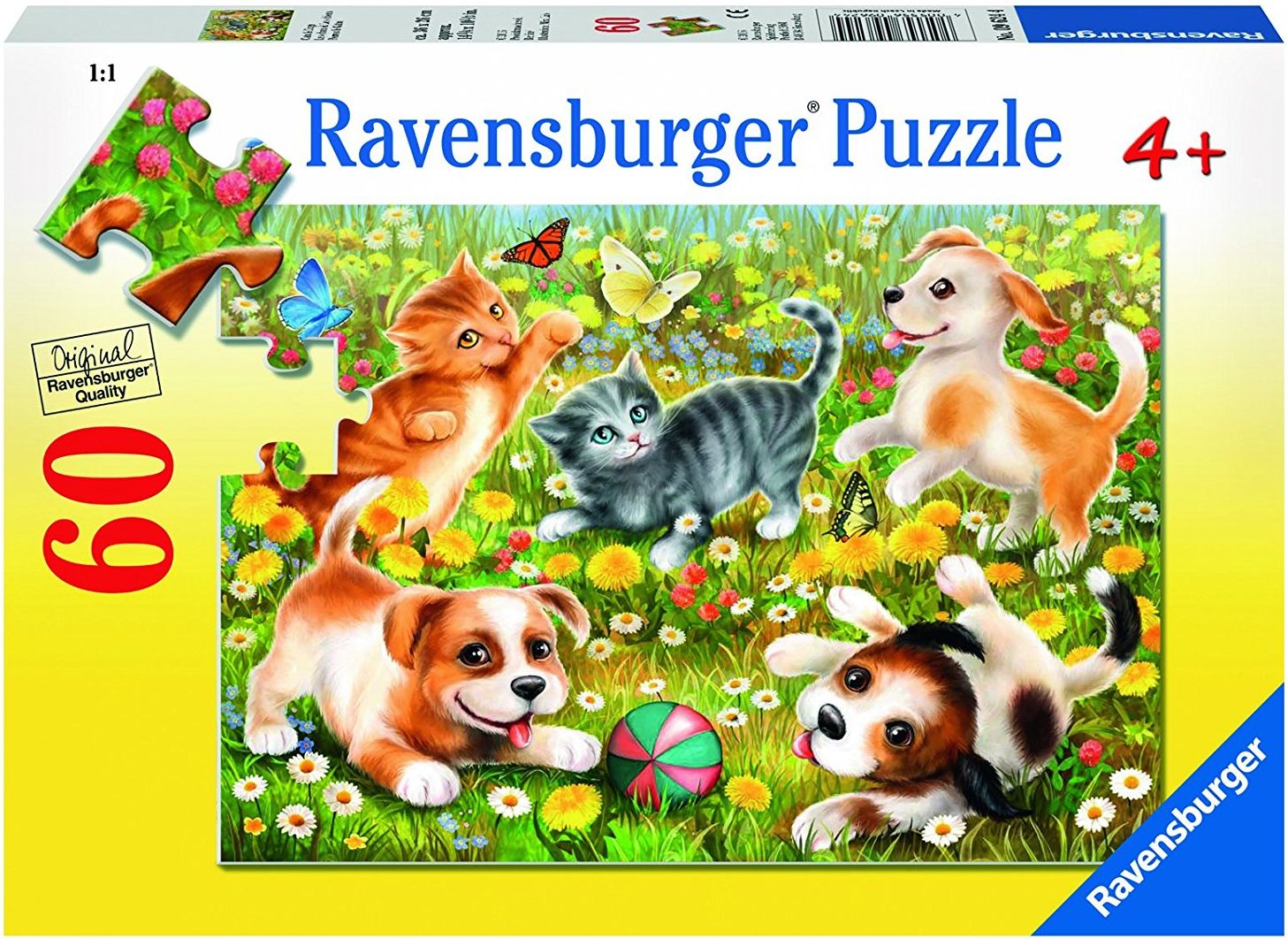 Пъзел Ravensburger от 60 части - Котки и кучета
