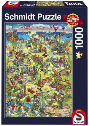 Пъзел Schmidt от 1000 части - Илюстрована карта на Германия