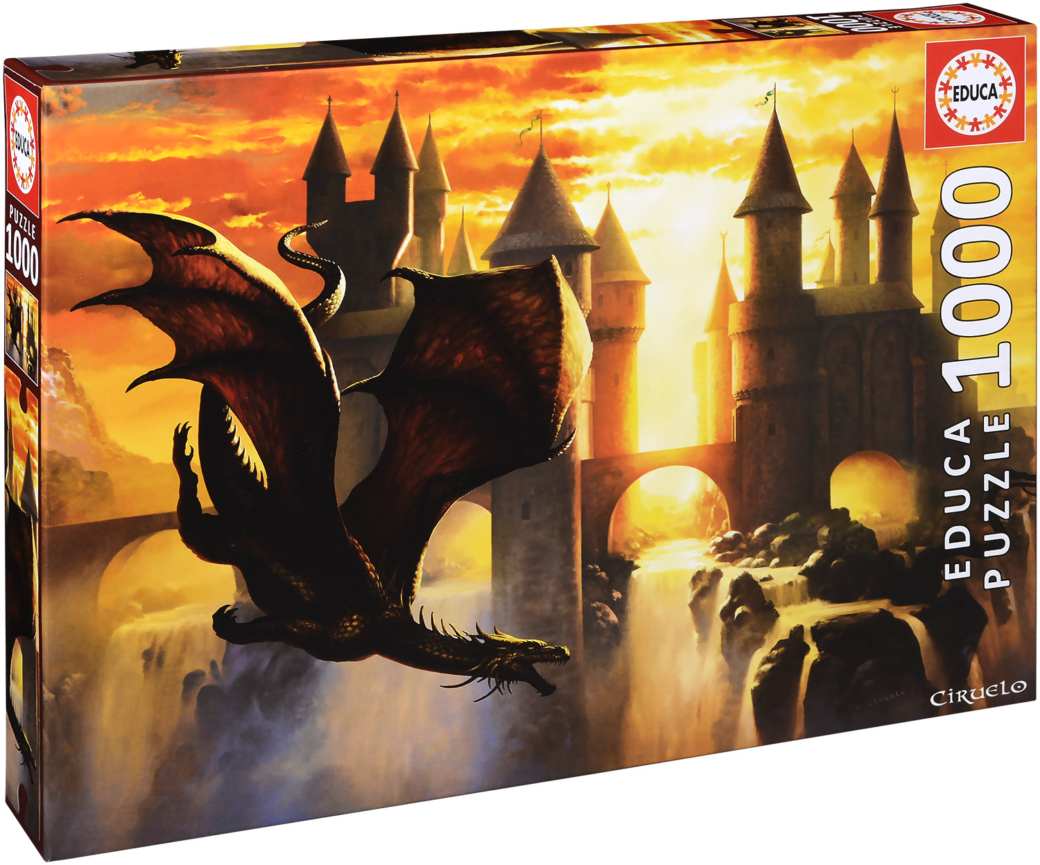 Пъзел Educa от 1000 части - Дракон на свечеряване, Сируело Кабрал