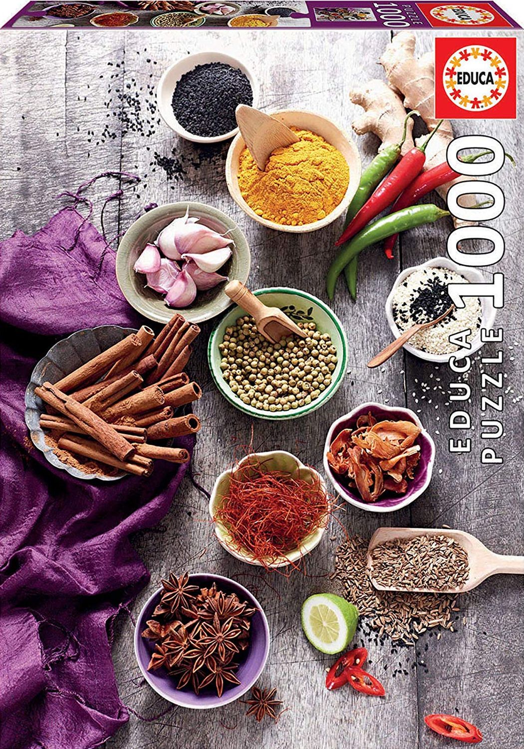 Пъзел Educa от 1000 части - Разнообразие от подправки