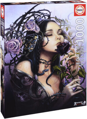 Пъзел Educa от 1000 части - Рози в полунощ, Виктория Франсес