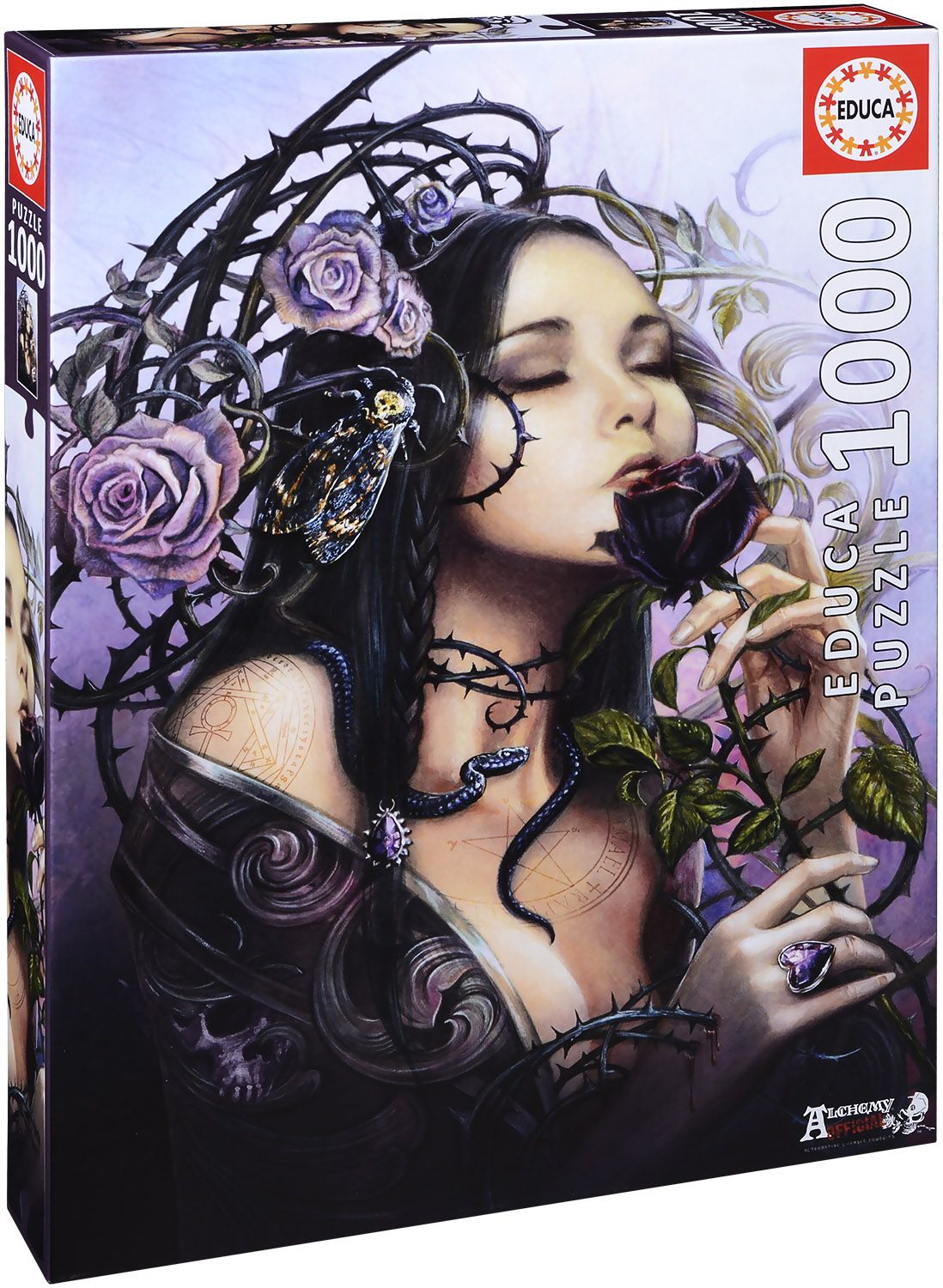 Пъзел Educa от 1000 части - Рози в полунощ, Виктория Франсес