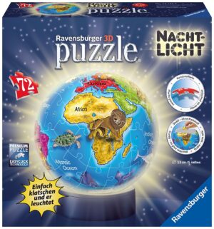 3D Пъзел Ravensburger от 72 части - Деца на Земята, светещ