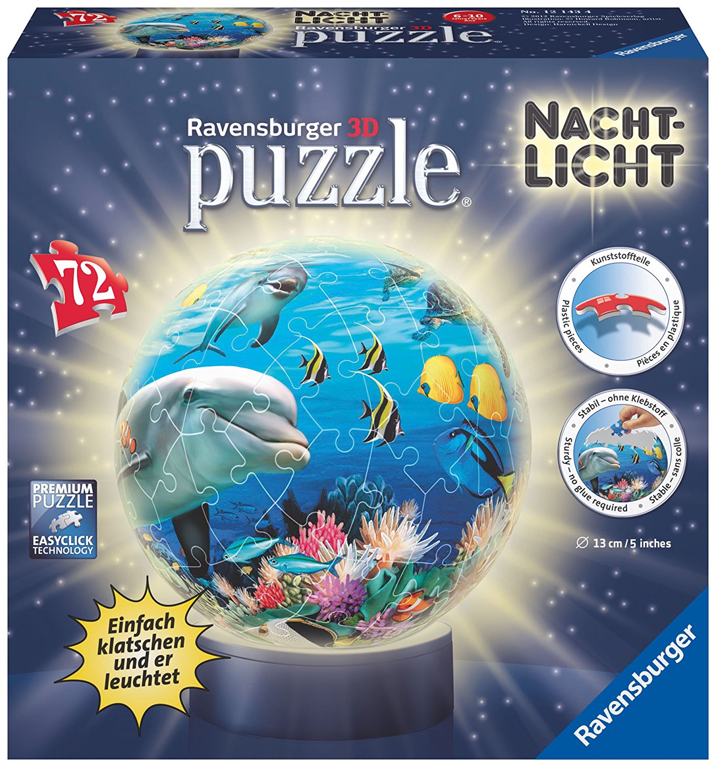 3D Пъзел Ravensburger от 72 части - Подводен свят, светещ
