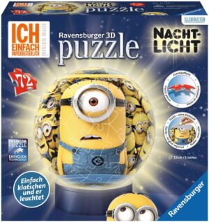 3D Пъзел Ravensburger от 72 части - Миньони, светещ