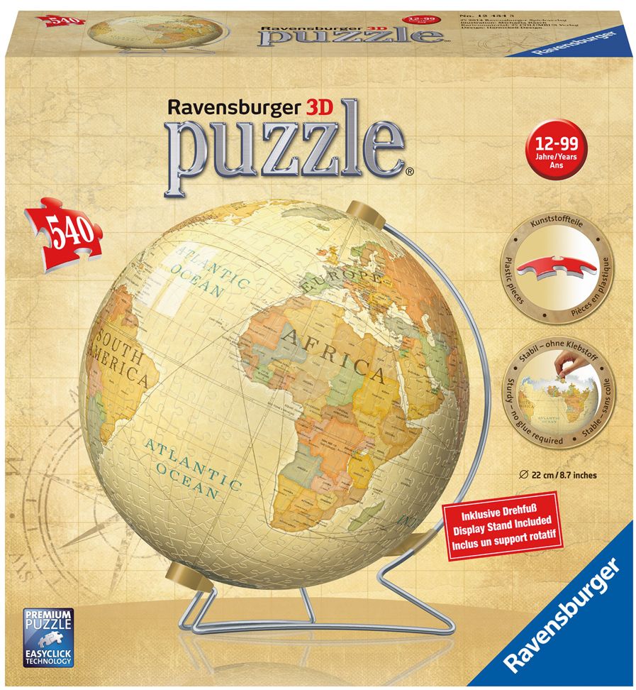 3D Пъзел Ravensburger от 540 части - Винтидж глобус