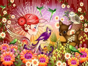 Пъзел Educa от 1000 части - Лилава птичка