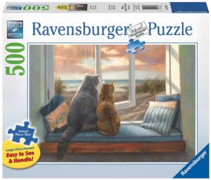 Пъзел Ravensburger от 500 XXL части - Приятели до прозореца
