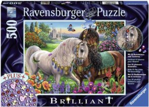Блестящ пъзел Ravensburger от 500 части - Коне