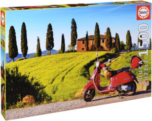Пъзел Educa от 1500 части - Скутер в Тоскана