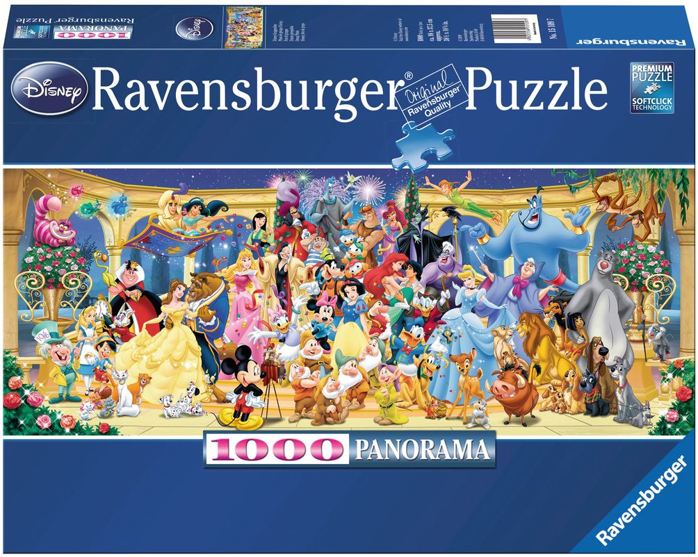 Панорамен пъзел Ravensburger от 1000 части - Героите на Дисни