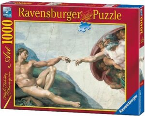 Пъзел Ravensburger от 1000 части - Сътворението на Адам, Микеланджело Буонароти