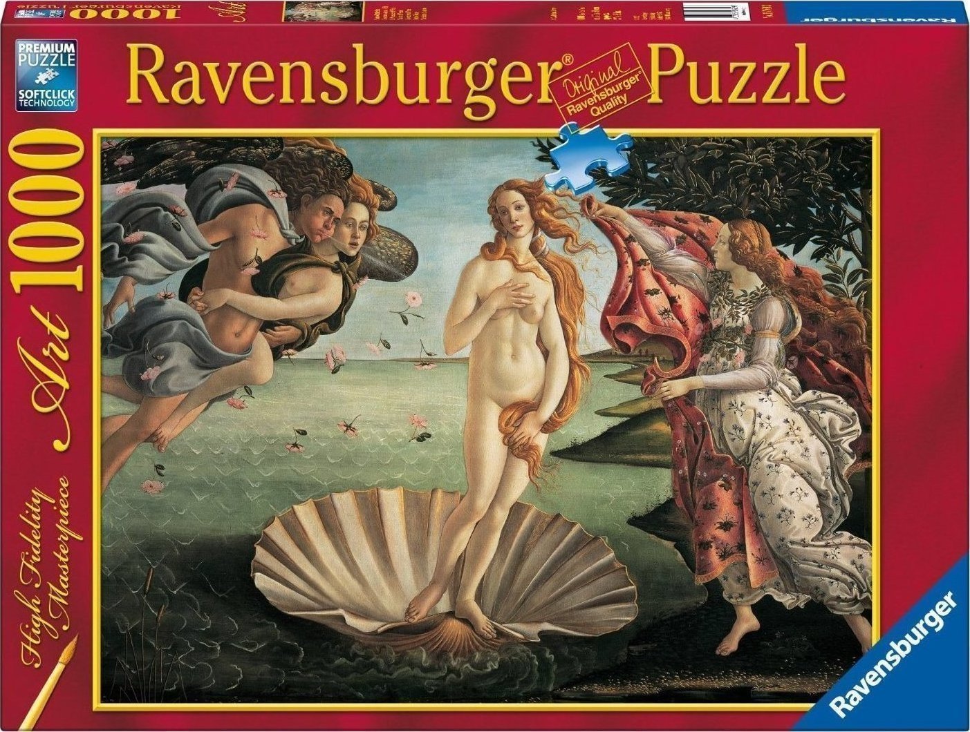 Пъзел Ravensburger от 1000 части - Раждането на Венера, Сандро Ботичели