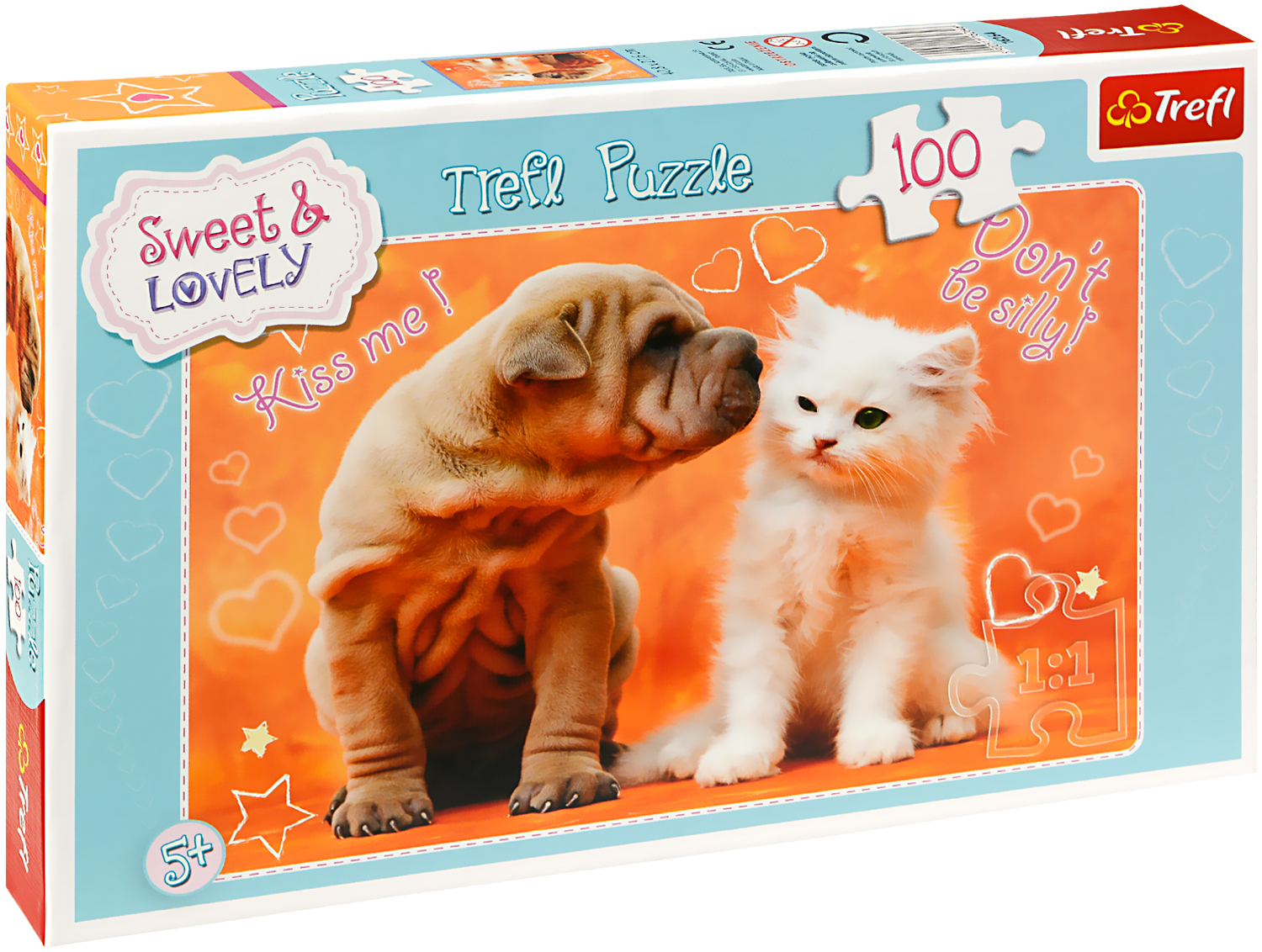 Пъзел Trefl от 100 части - Куче и коте