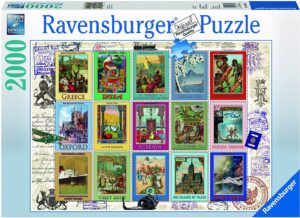 Пъзел Ravensburger от 2000 части - Пощенски марки: Ваканция
