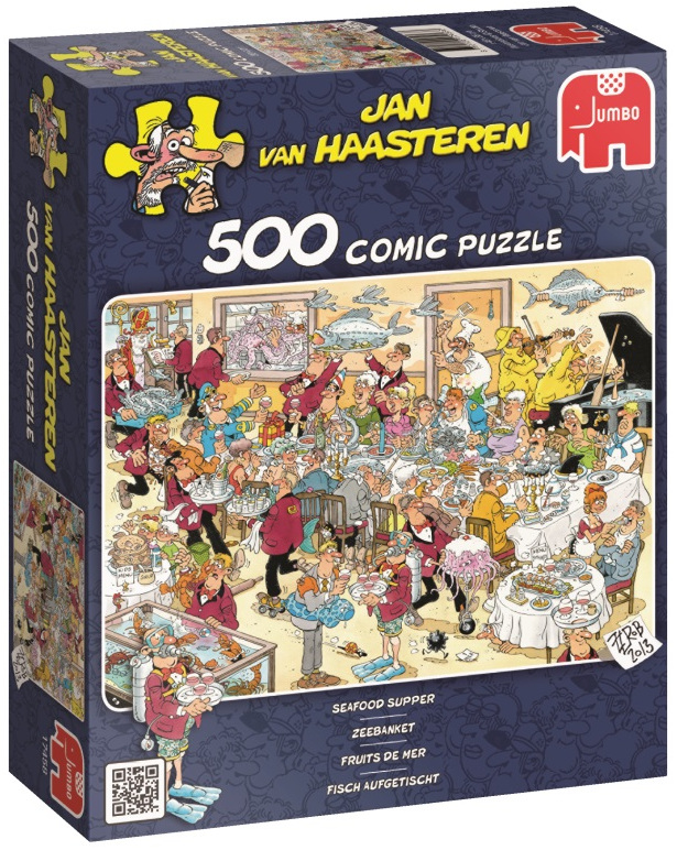 Пъзел Jumbo от 500 части - Вечеря с морски дарове, Ян ван Хаастерен