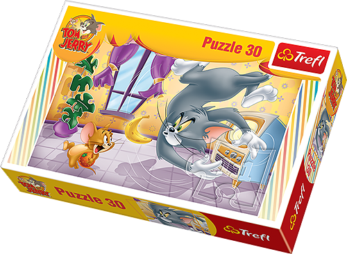 Пъзел Trefl от 30 части - Том и Джери, Бой с плодове