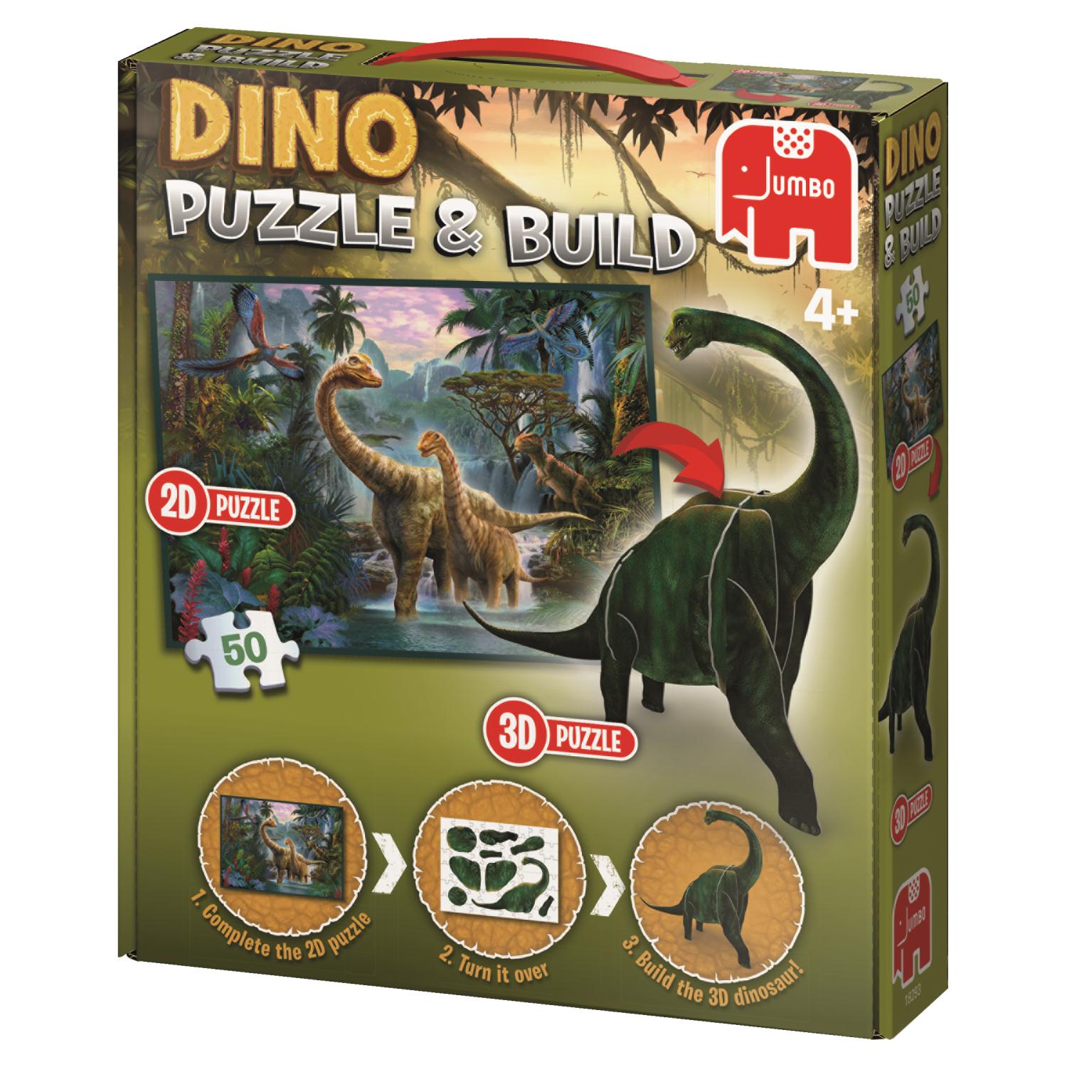 Пъзел Jumbo от 50 части - С включена 3D фигура на динозавър