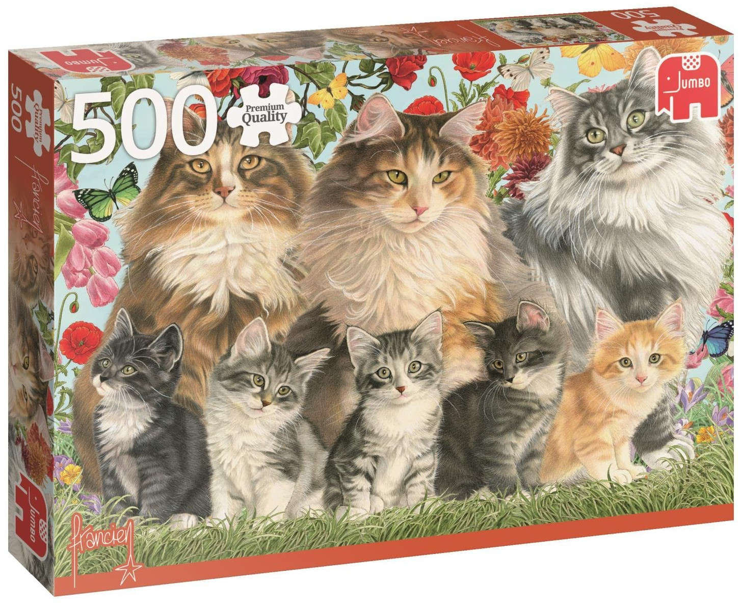 Пъзел Jumbo от 500 части - Семейство котки