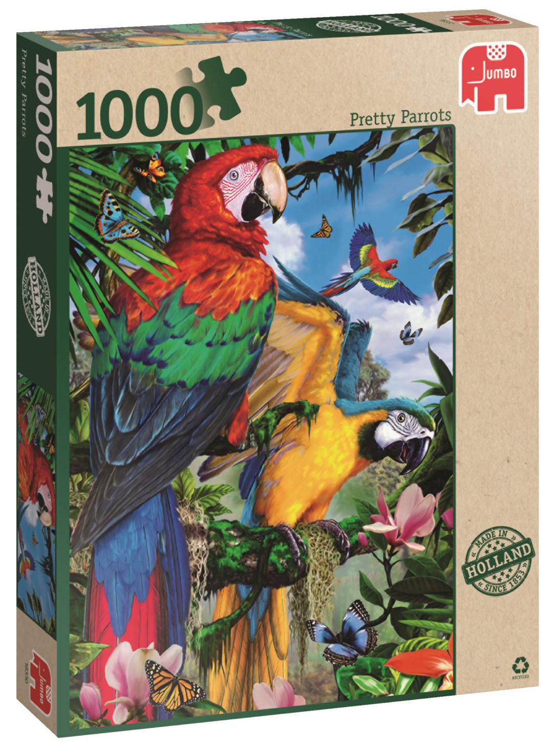 Пъзел Jumbo от 1000 части - Впечатляващи папагали