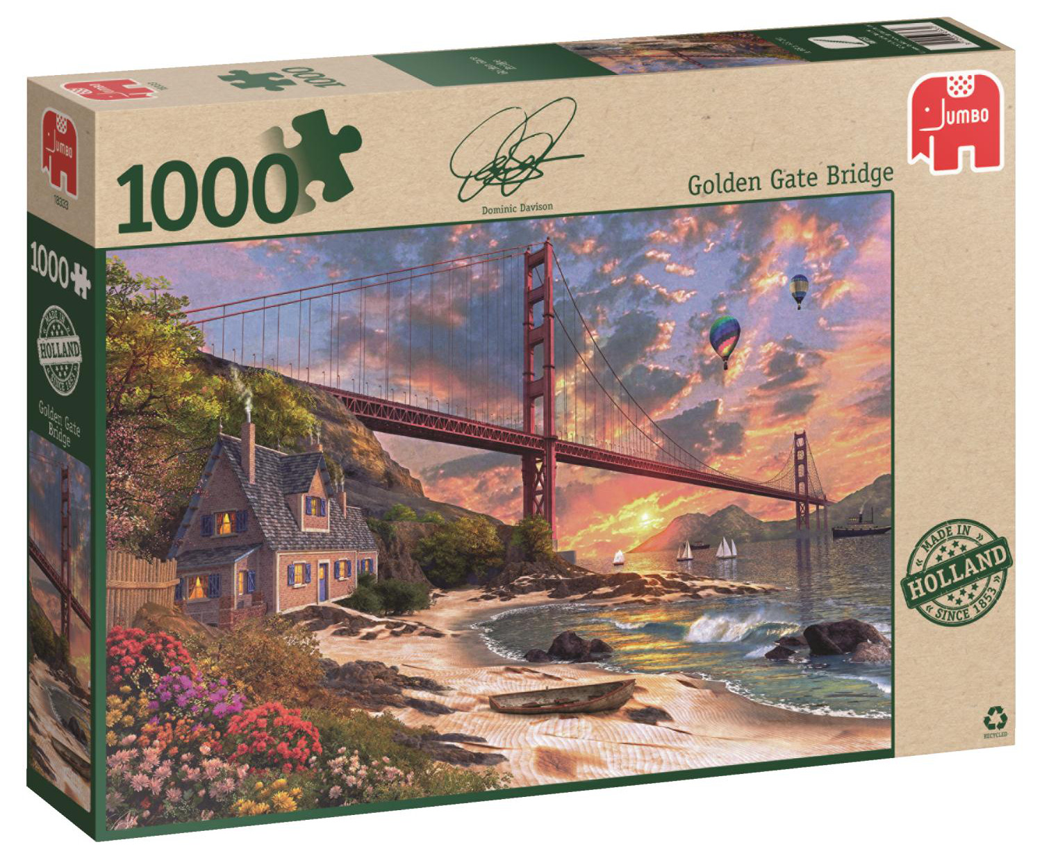 Пъзел Jumbo от 1000 части - Мостът Голдън гейт, Доминик Дейвисън