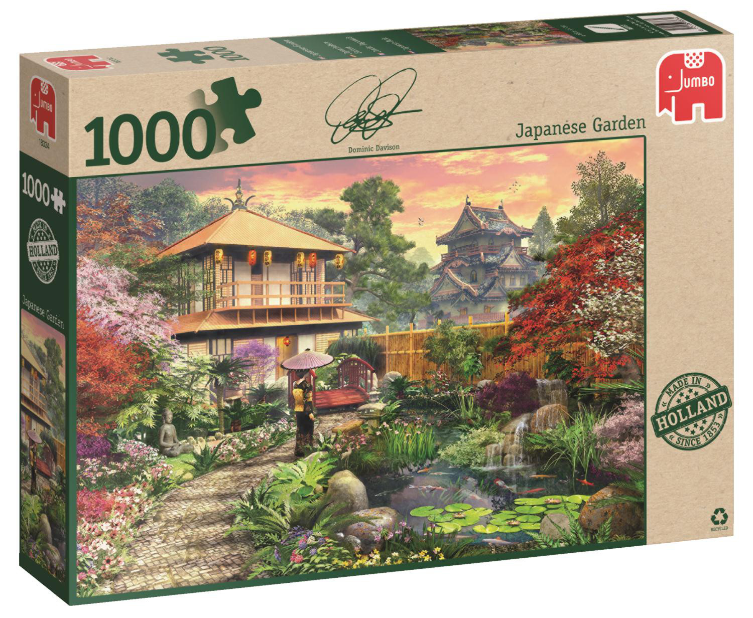 Пъзел Jumbo от 1000 части - Японска градина, Доминик Дейвисън