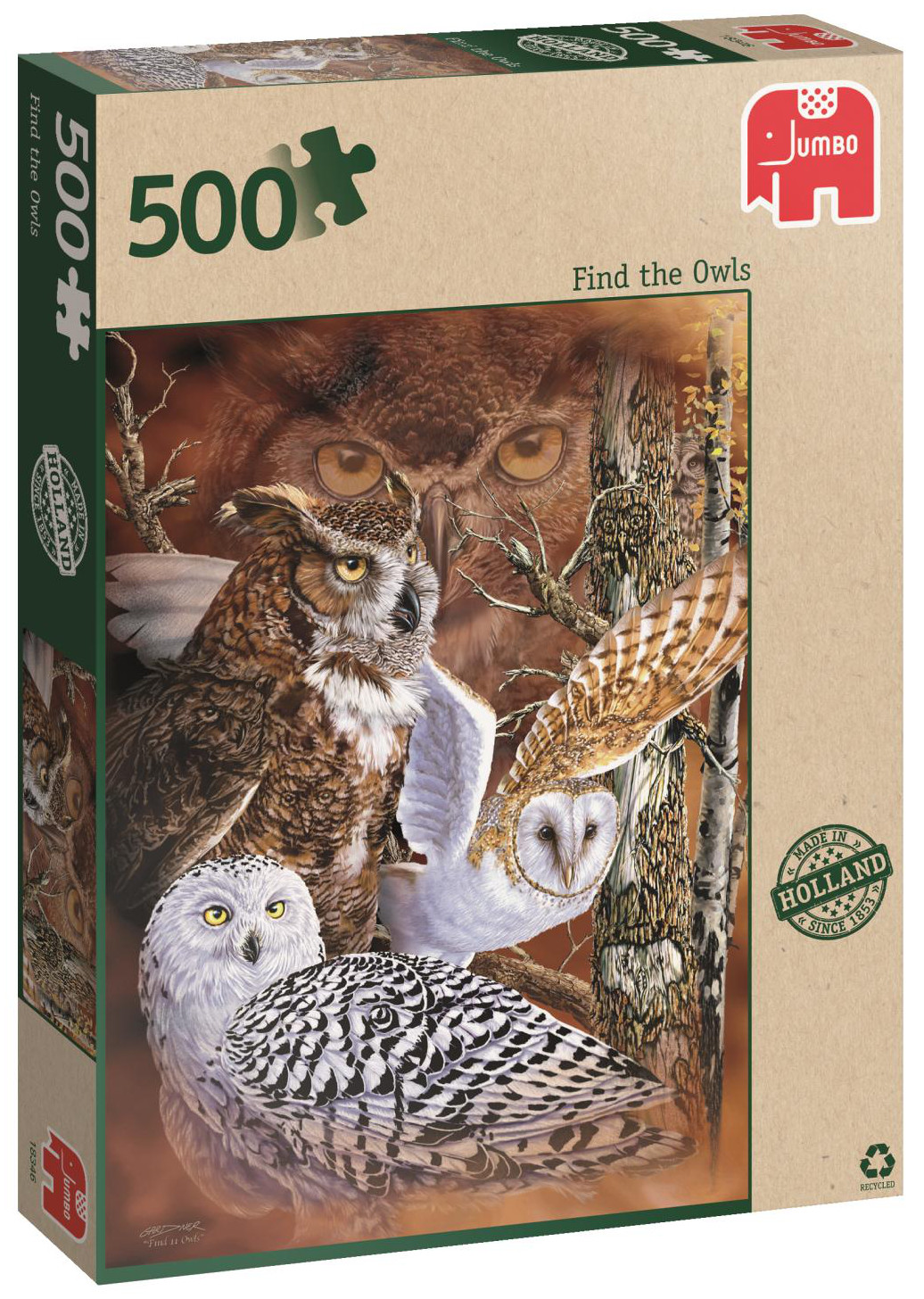 Пъзел Jumbo от 500 части - Намери кукумявките