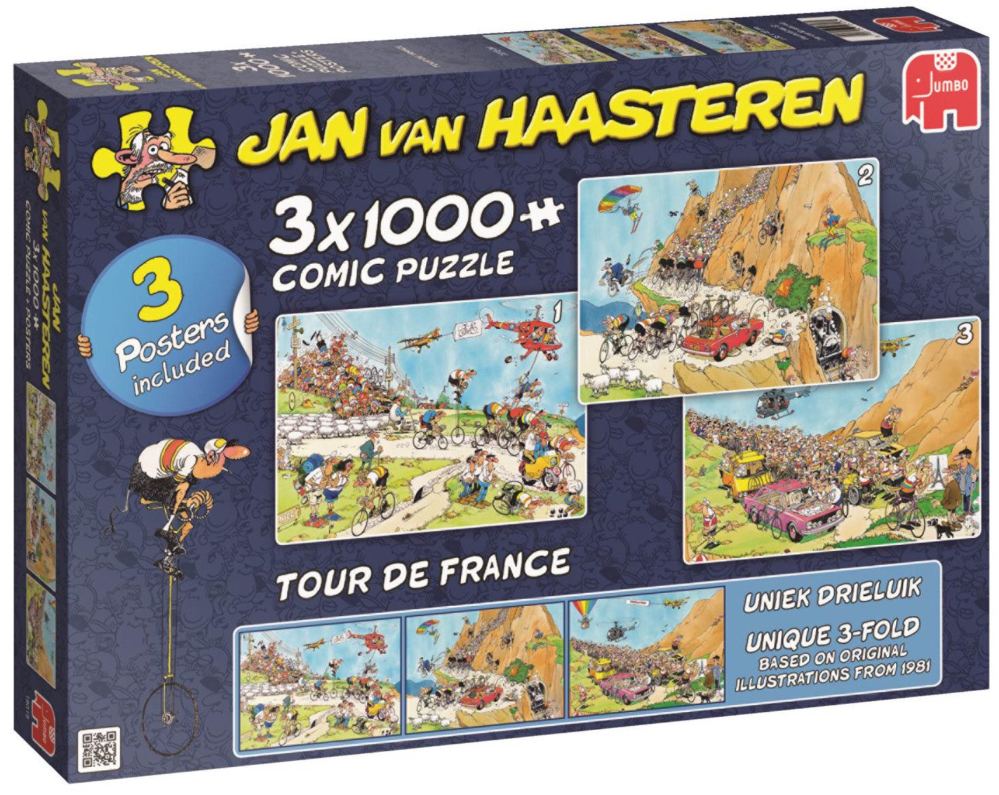 Пъзел Jumbo от 3 x 1000 части - Обиколката на Франция, Ян ван Хаастерен