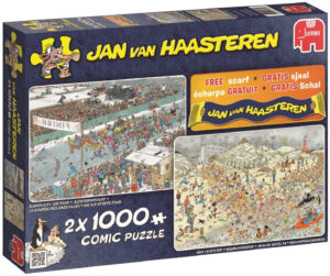 Пъзел Jumbo от 2 x 1000 части - Зимна забава, Ян ван Хаастерен