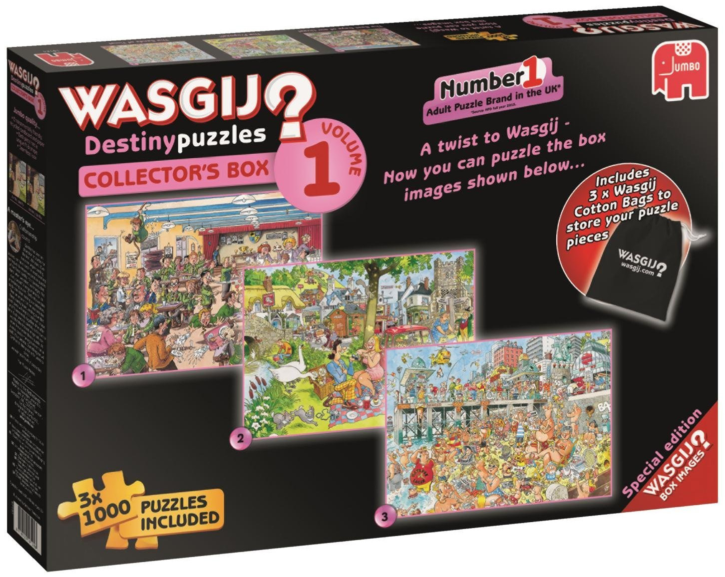 Пъзел-загадка Jumbo от 3 x 1000 части - Колекционерска кутия