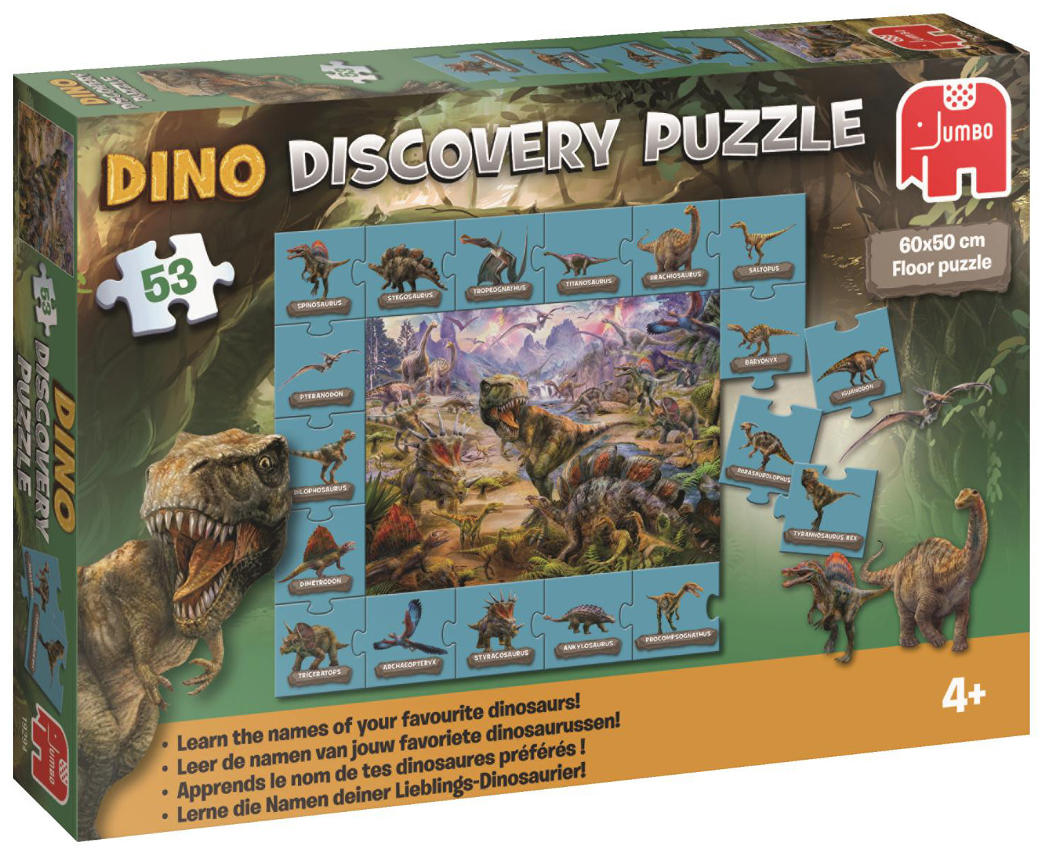 Пъзел Jumbo от 53 части - Открийте света на динозаврите