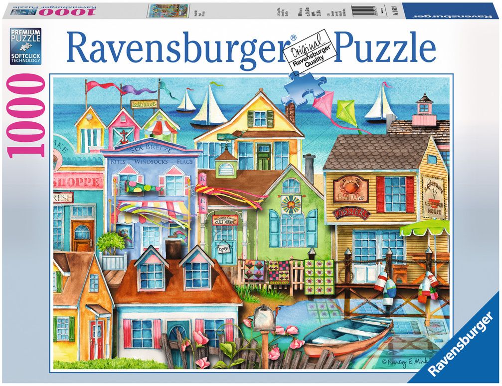 Пъзел Ravensburger от 1000 части - Къщи около кей