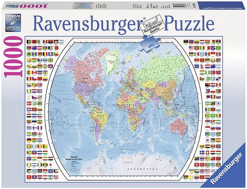 Пъзел Ravensburger от 1000 части - Политическа карта на света