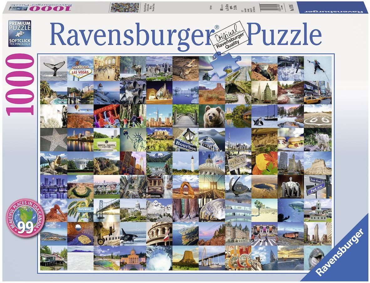 Пъзел Ravensburger от 1000 части - 99 красиви места в САЩ и Канада