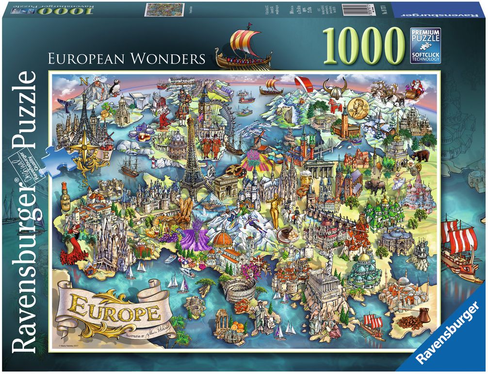 Пъзел Ravensburger от 1000 части - Чудесата на Европа