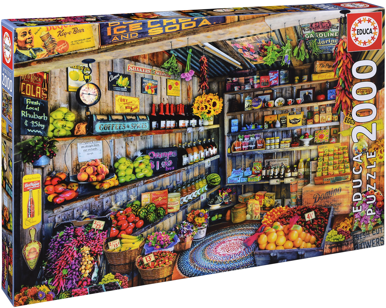 Пъзел Educa от 2000 части - Фермерски пазар, Ейми Стюарт