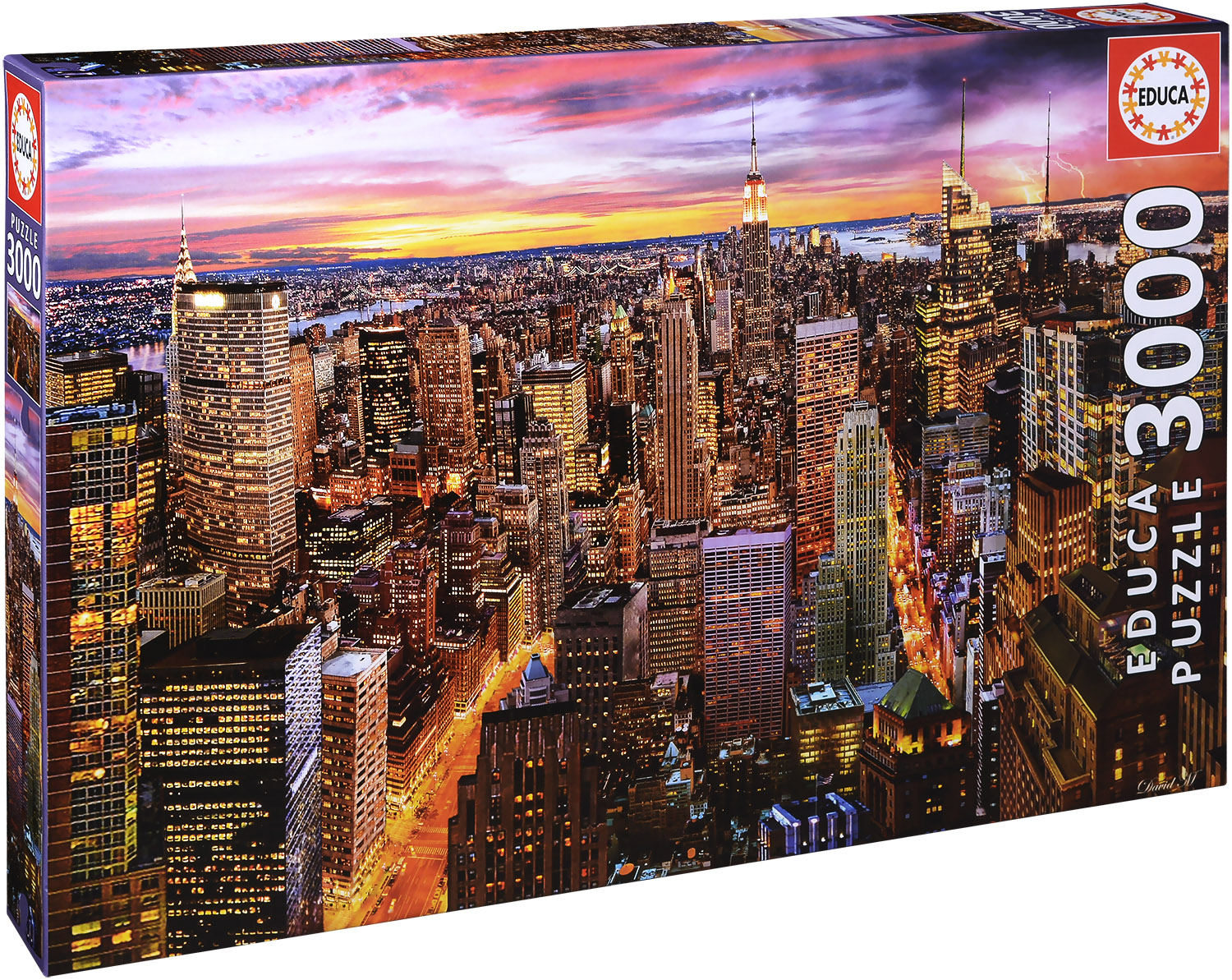 Пъзел Educa от 3000 части - Манхатън от птичи поглед, Дейвид М.