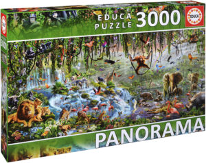 Панорамен пъзел Educa от 3000 части - Живот сред дивото
