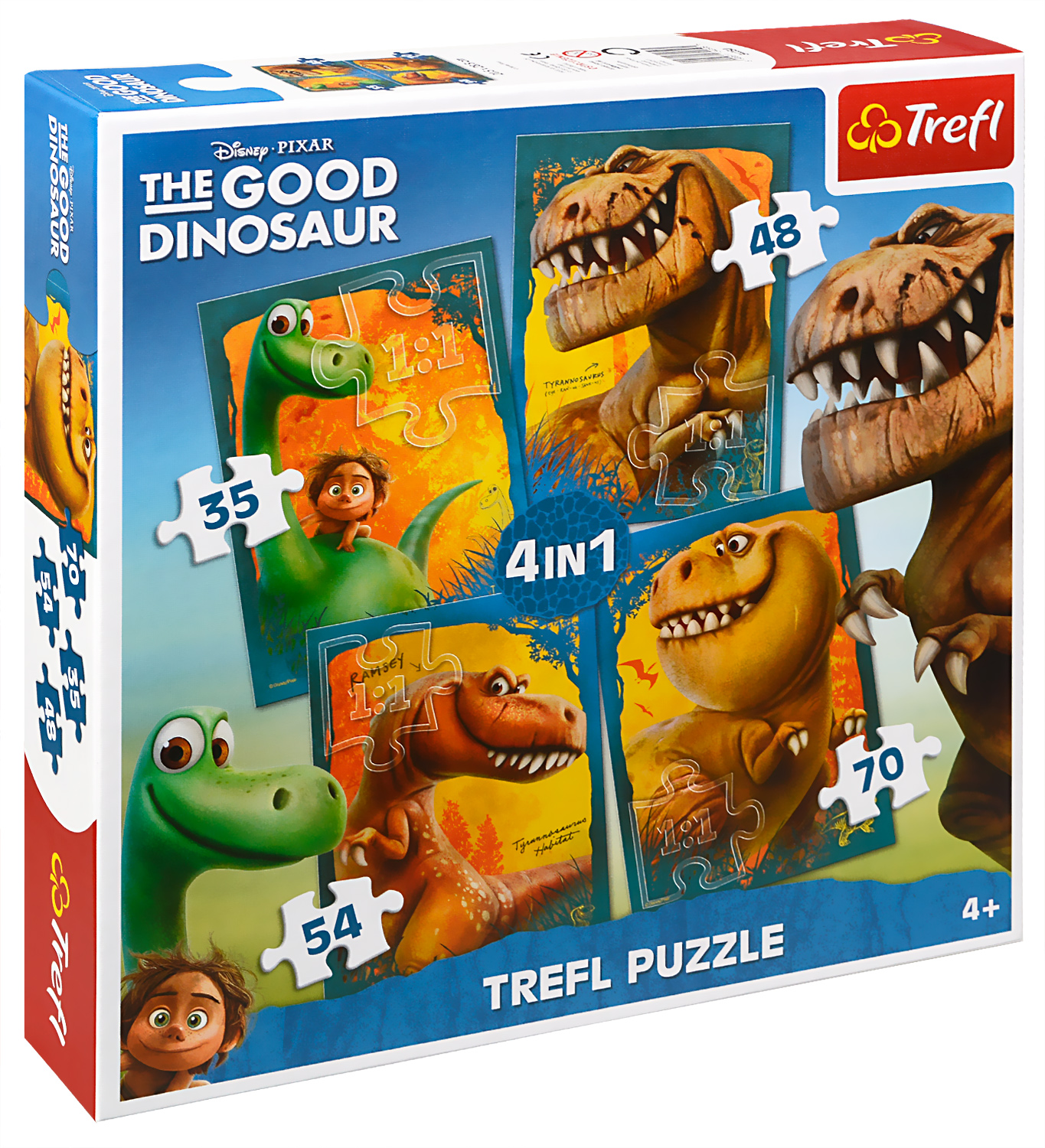 Пъзел Trefl 4 в 1 - Добрият Динозавър