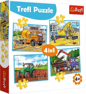 Пъзел Trefl 4 в 1 - Големи машини