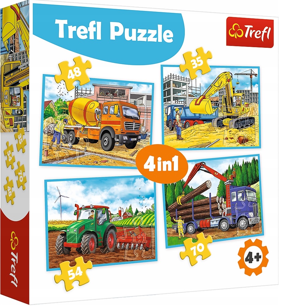 Пъзел Trefl 4 в 1 - Големи машини