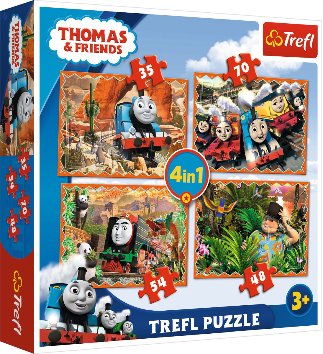 Пъзел Trefl 4 в 1 - Пътешествие около света, Thomas & Friends