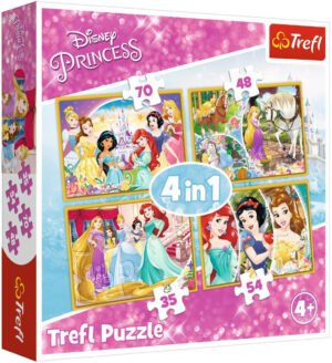 Пъзел Trefl 4 в 1 - Щастливият ден на принцесите на Дисни