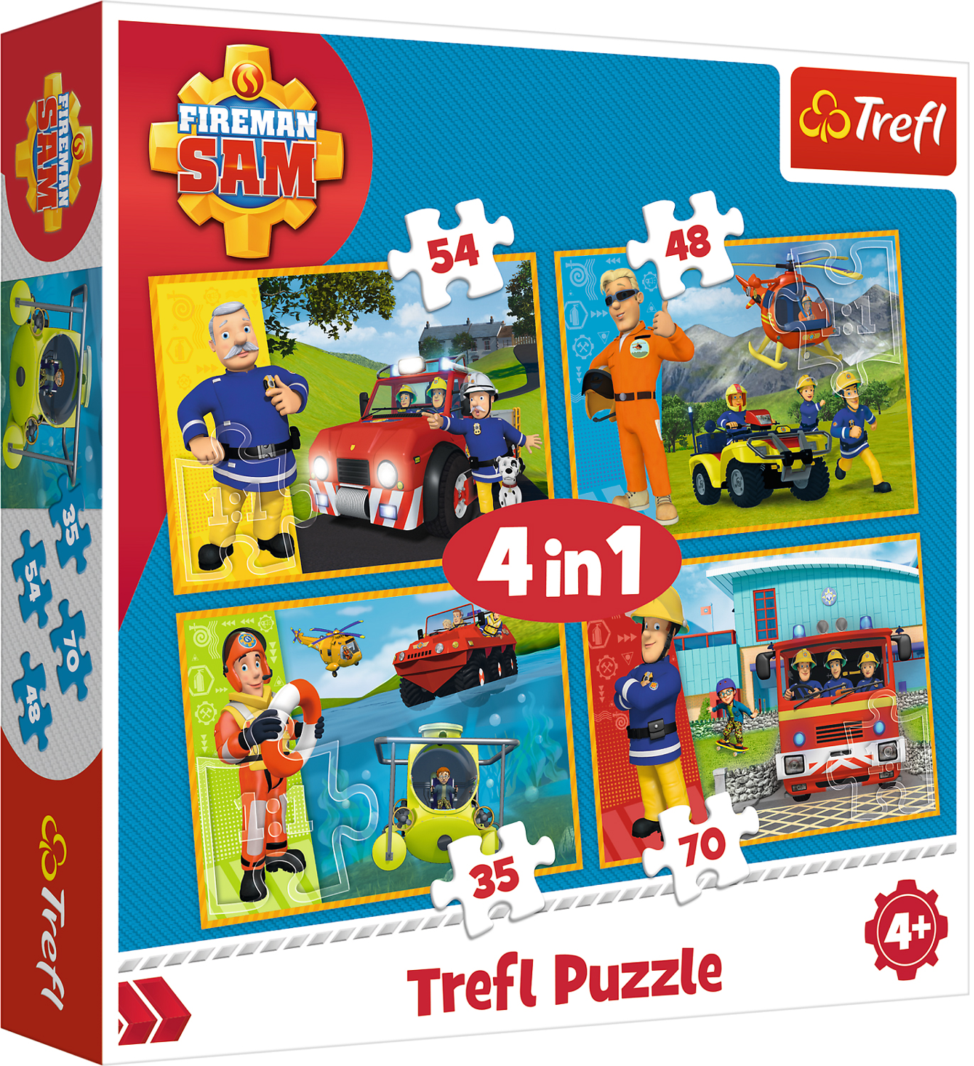 Пъзел Trefl 4 в 1 - Пожарникарят Сам на помощ