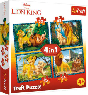 Пъзел Trefl 4 в 1 - Цар Лъв и приятели