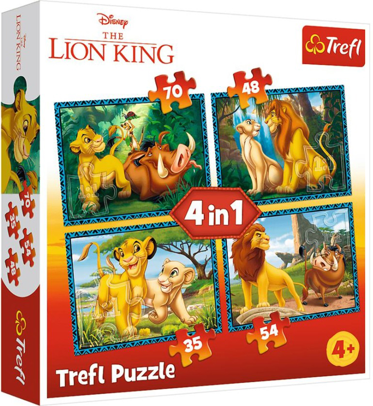 Пъзел Trefl 4 в 1 - Цар Лъв и приятели